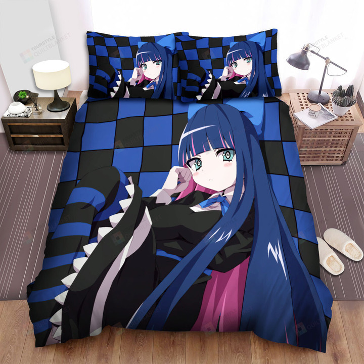 Panty & Stocking With Garterbelt Stocking In Plaid Background Illustration Bed Sheets Spread Duvet Cover Bedding Sets