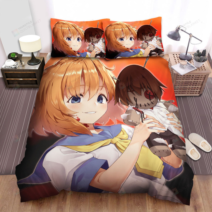 Higurashi When They Cry Ryuuguu Rena & Scary Doll Bed Sheets Spread Duvet Cover Bedding Sets
