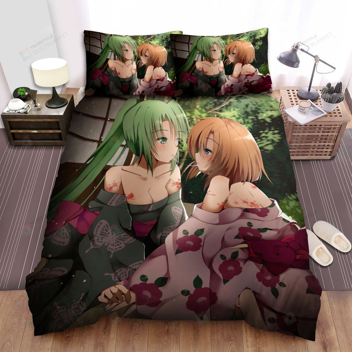 Higurashi When They Cry Sonozaki Mion & Ryuuguu Rena Kissing Bed Sheets Spread Duvet Cover Bedding Sets