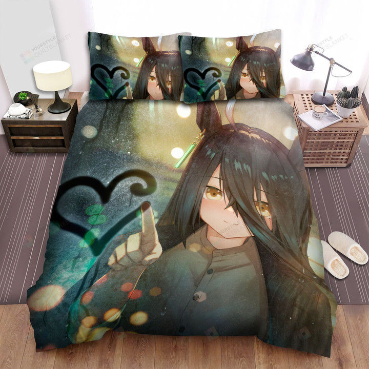 Umamusume Pretty Derby Manhattan Cafe Drawing A Heart On Window Glass Bed Sheets Spread Duvet Cover Bedding Sets