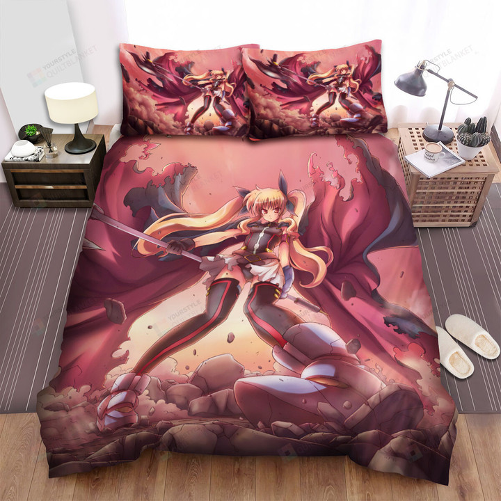 Magical Girl Lyrical Nanoha Fate Testarossa In A Combat Artwork Bed Sheets Spread Duvet Cover Bedding Sets