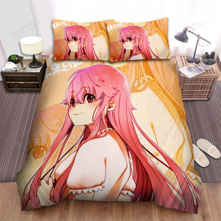 Future Diary Gasai Yuno In Pink Pajamas Artwork Bed Sheets Spread Duvet Cover Bedding Sets