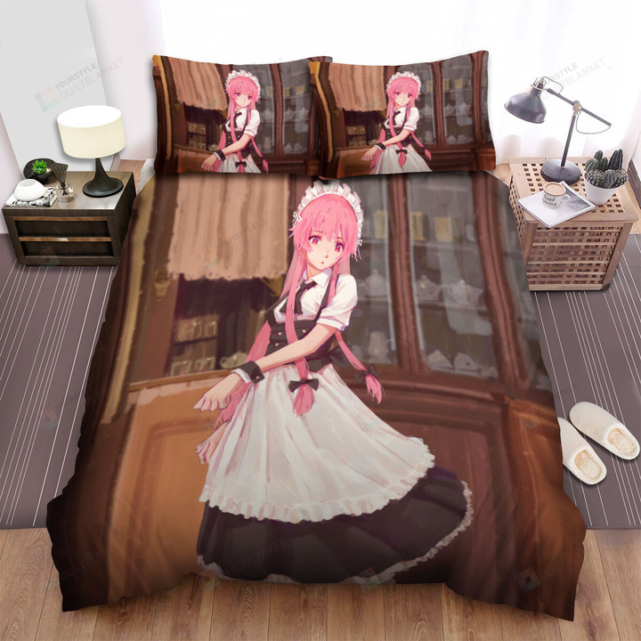 Future Diary Gasai Yuno In Maid Costume Bed Sheets Spread Duvet Cover Bedding Sets