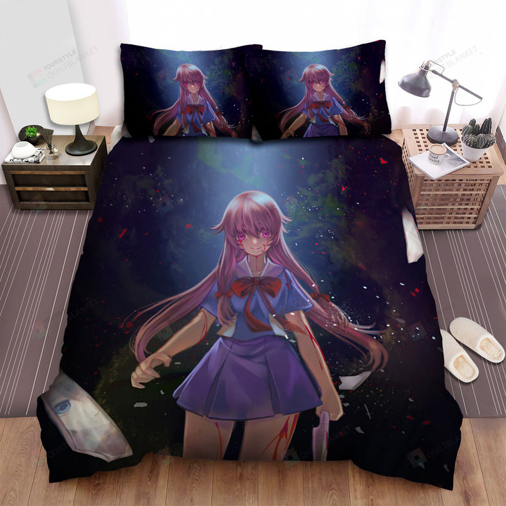 Future Diary Bloody Gasai Yuno Digital Artwork Bed Sheets Spread Duvet Cover Bedding Sets