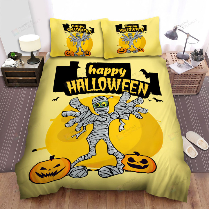 Halloween Happy Mummy Illustration Bed Sheets Spread Duvet Cover Bedding Sets