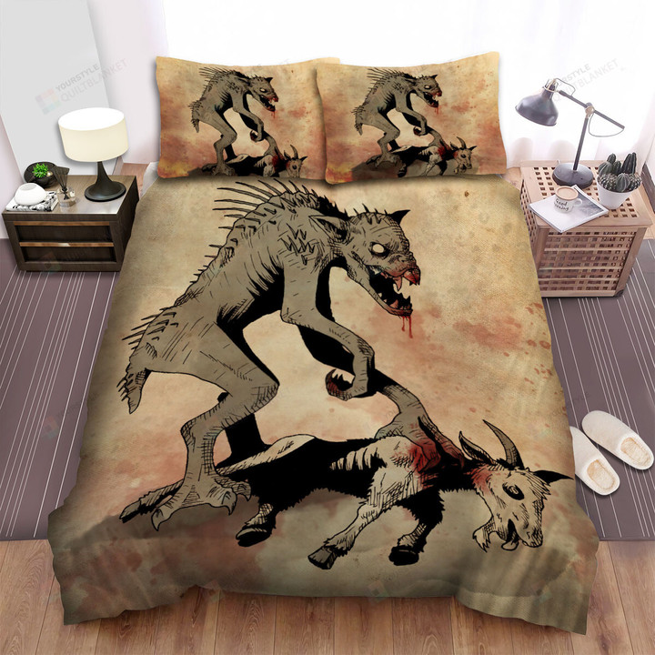 Creepy Chupacabra And A Dead Goat Bed Sheets Spread Duvet Cover Bedding Sets