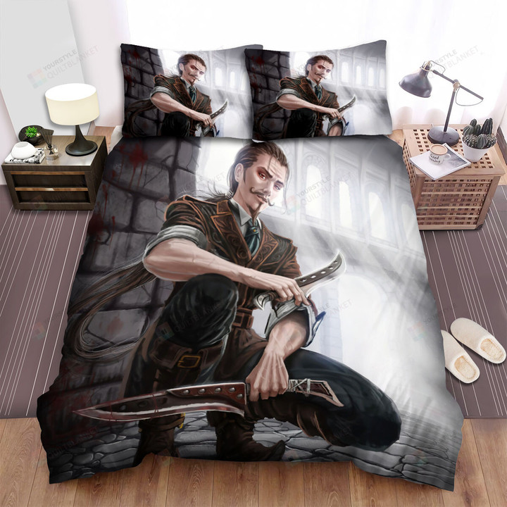 Halloween Jack The Ripper With Bloody Dual Knife Bed Sheets Spread Duvet Cover Bedding Sets