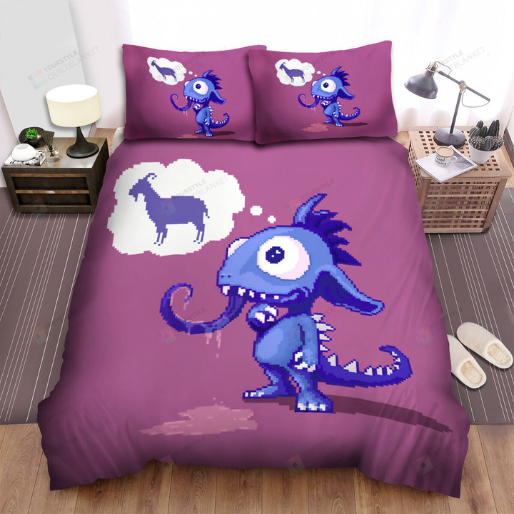 Cute Chupacabra Hungry For Goat Bed Sheets Spread Duvet Cover Bedding Sets