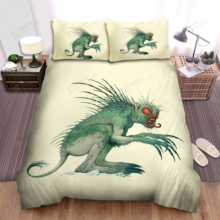 Frightening Green Chupacabra Illustration Bed Sheets Spread Duvet Cover Bedding Sets