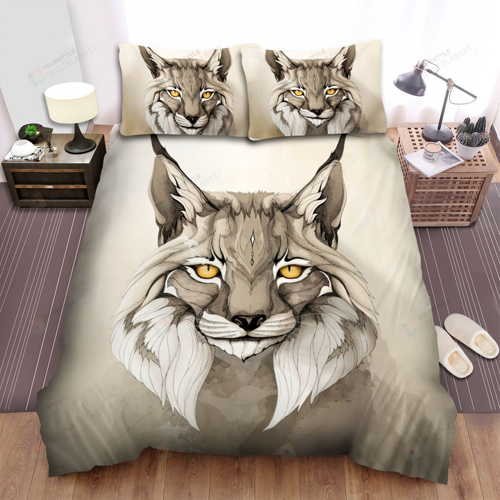 The Wild Animal - The Lynx Head Illustration Bed Sheets Spread Duvet Cover Bedding Sets