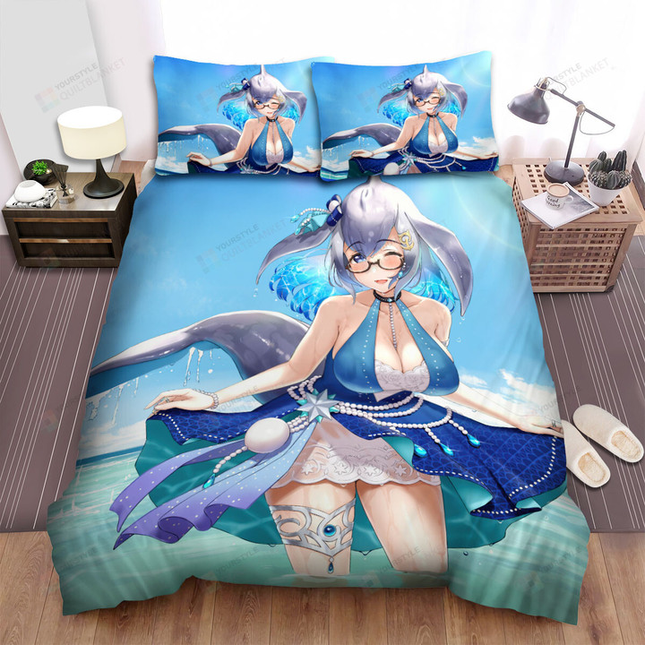Kemono Friends Blue Whale In The Sea Artwork Bed Sheets Spread Duvet Cover Bedding Sets