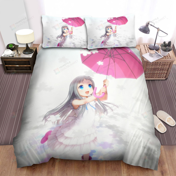Anohana Little Menma & The Red Umbrella Bed Sheets Spread Duvet Cover Bedding Sets
