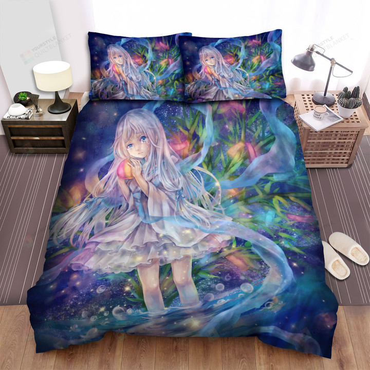 Anohana Crying Honma Meiko Watercolor Artwork Bed Sheets Spread Duvet Cover Bedding Sets