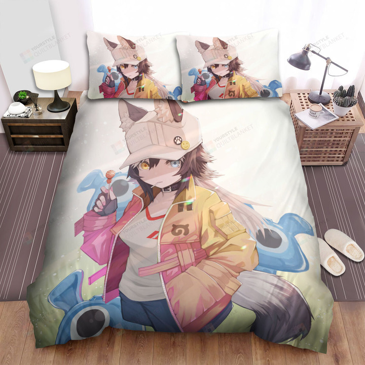 Kemono Friends Grey Wolf In Street Style Outfit Bed Sheets Spread Duvet Cover Bedding Sets