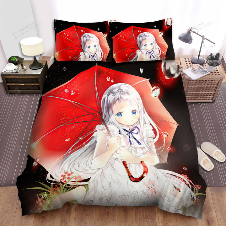 Anohana Menma & Red Umbrella Digital Illustration Bed Sheets Spread Duvet Cover Bedding Sets