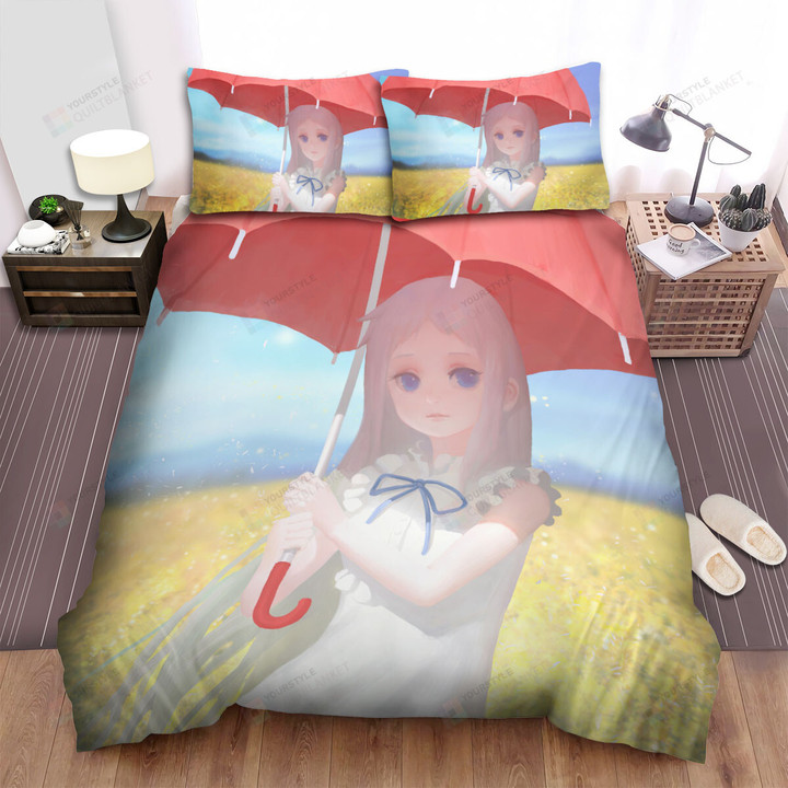 Anohana Meiko Honma In Yellow Flower Field Artwork Bed Sheets Spread Duvet Cover Bedding Sets