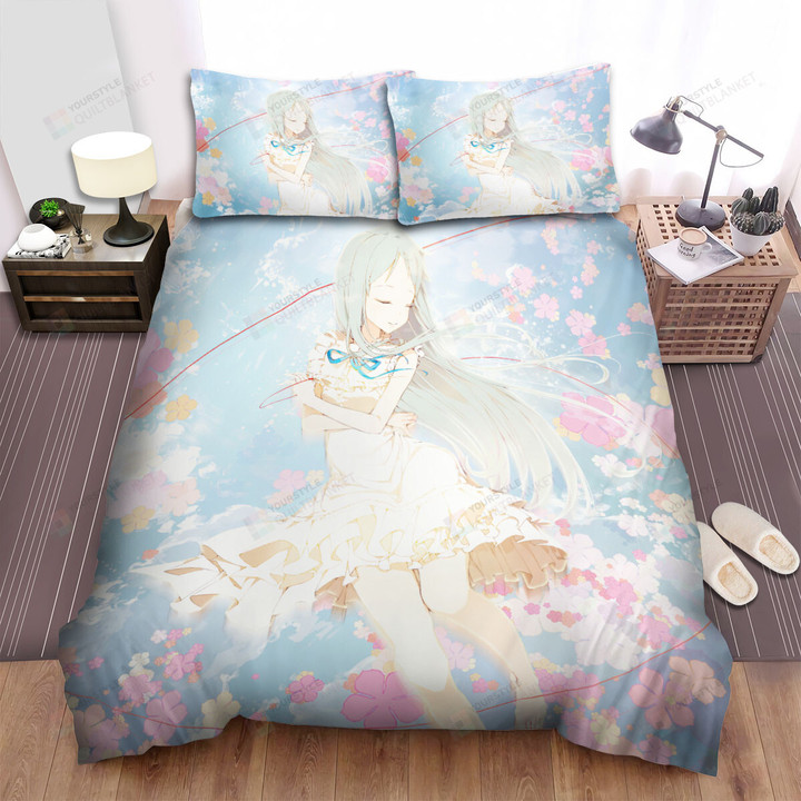 Anohana Meiko Honma Flying With The Flowers Artwork Bed Sheets Spread Duvet Cover Bedding Sets