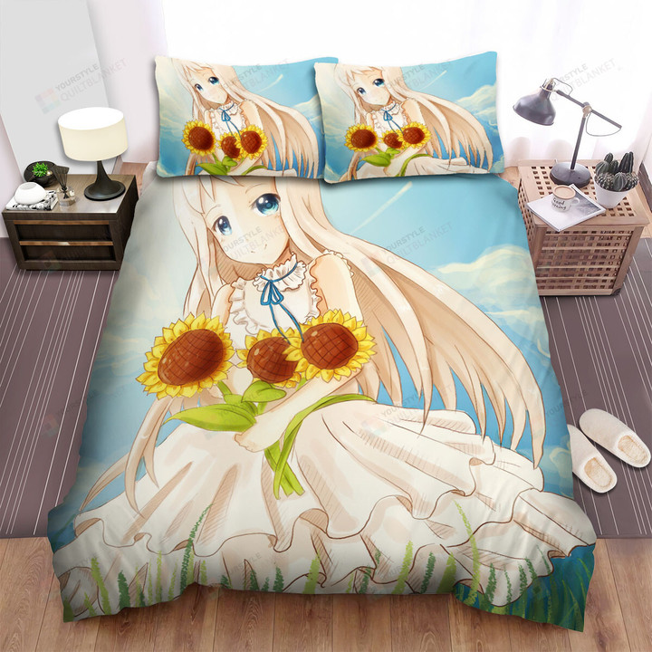 Anohana Honma Meiko With Sunflowers Bed Sheets Spread Duvet Cover Bedding Sets