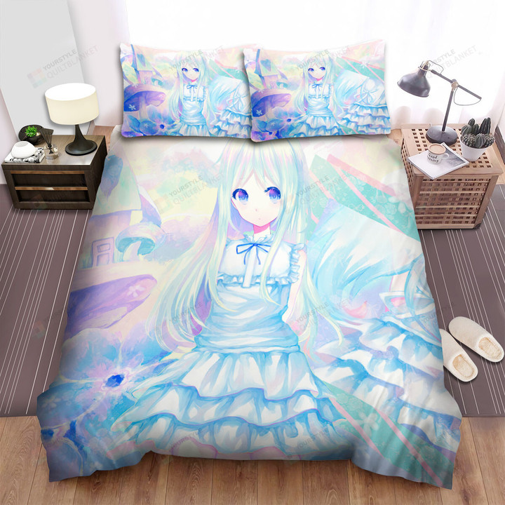 Anohana Meiko Honma In Pastel Colors Painting Bed Sheets Spread Duvet Cover Bedding Sets