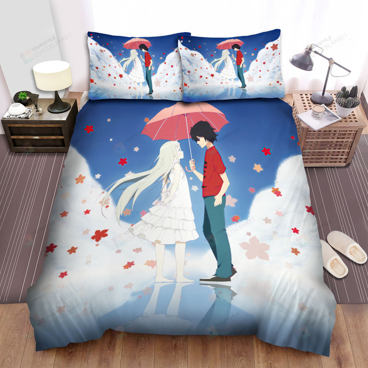 Anohana Meiko & Jinta Under The Red Umbrella Bed Sheets Spread Duvet Cover Bedding Sets