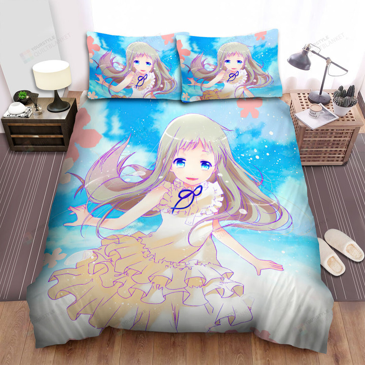 Anohana Honma Meiko Stepping On Flowers Artwork Bed Sheets Spread Duvet Cover Bedding Sets
