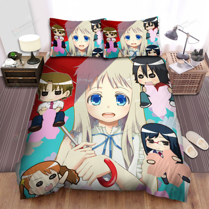 Anohana Meiko Honma & Her Fiends Cute Chibi Bed Sheets Spread Duvet Cover Bedding Sets