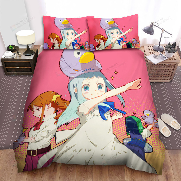 Anohana The Girls Playing With Kobaton Ducks Bed Sheets Spread Duvet Cover Bedding Sets