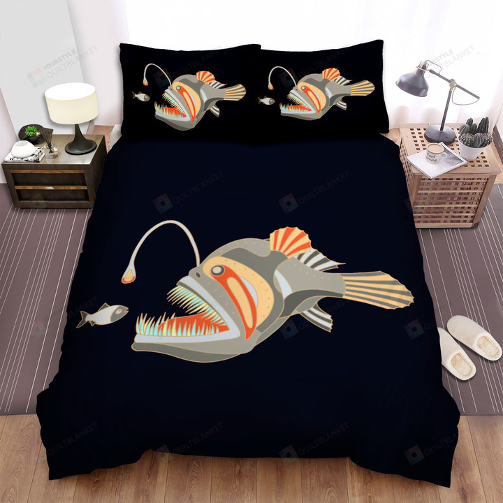 The Wild Animal - The Anglerfish And A Small Fish Art Bed Sheets Spread Duvet Cover Bedding Sets