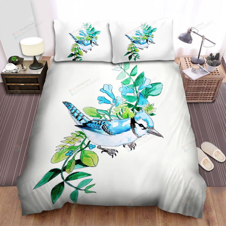 The Wild Animal - The Blue Jay And A Plant Bed Sheets Spread Duvet Cover Bedding Sets