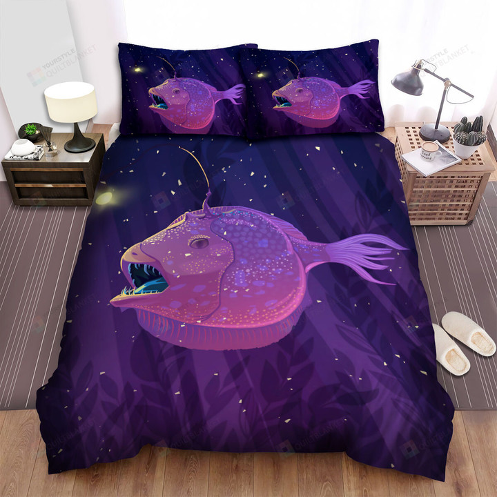 The Wild Animal - The Anglerfish In The Dark Water Bed Sheets Spread Duvet Cover Bedding Sets