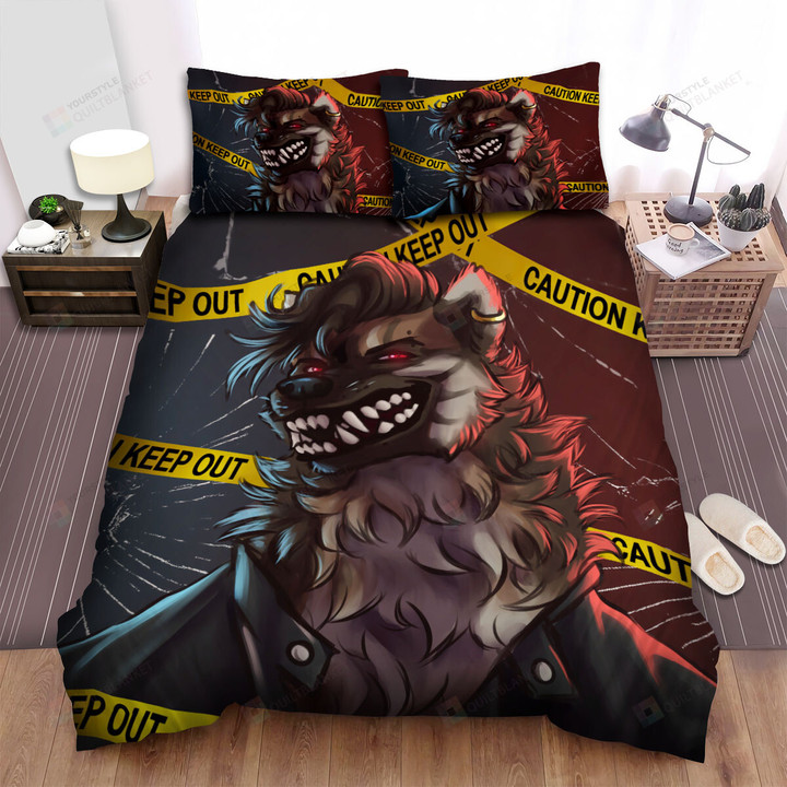 The Wildlife - The Hyena And The Caution Ribbon Art Bed Sheets Spread Duvet Cover Bedding Sets
