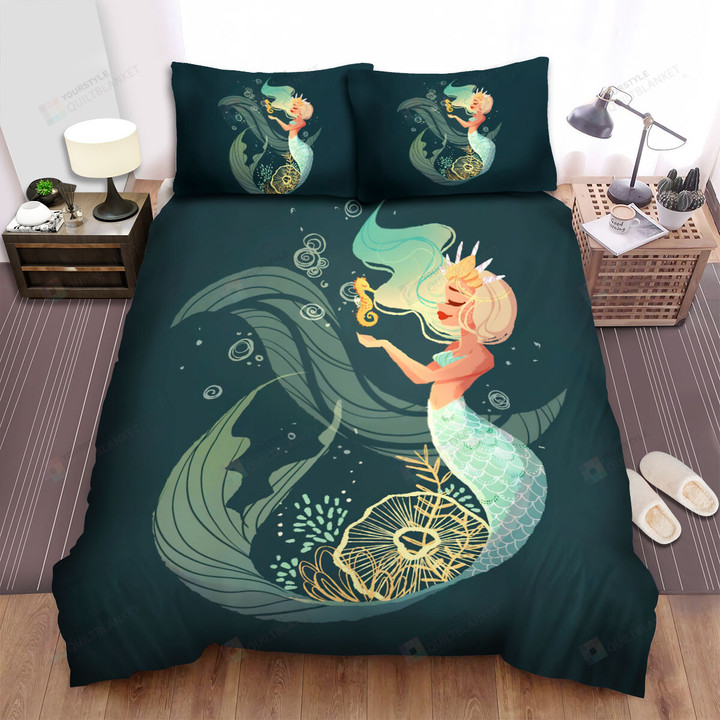 The Wild Animal - The Seahorse In The Mermaid Hands Bed Sheets Spread Duvet Cover Bedding Sets