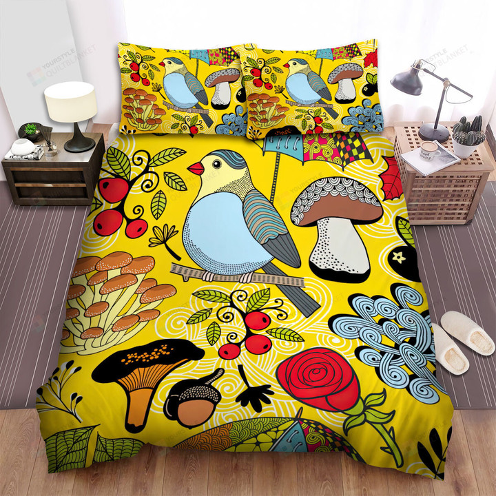 The Wild Animal - The Sparrow And Mushroom Pattern Bed Sheets Spread Duvet Cover Bedding Sets