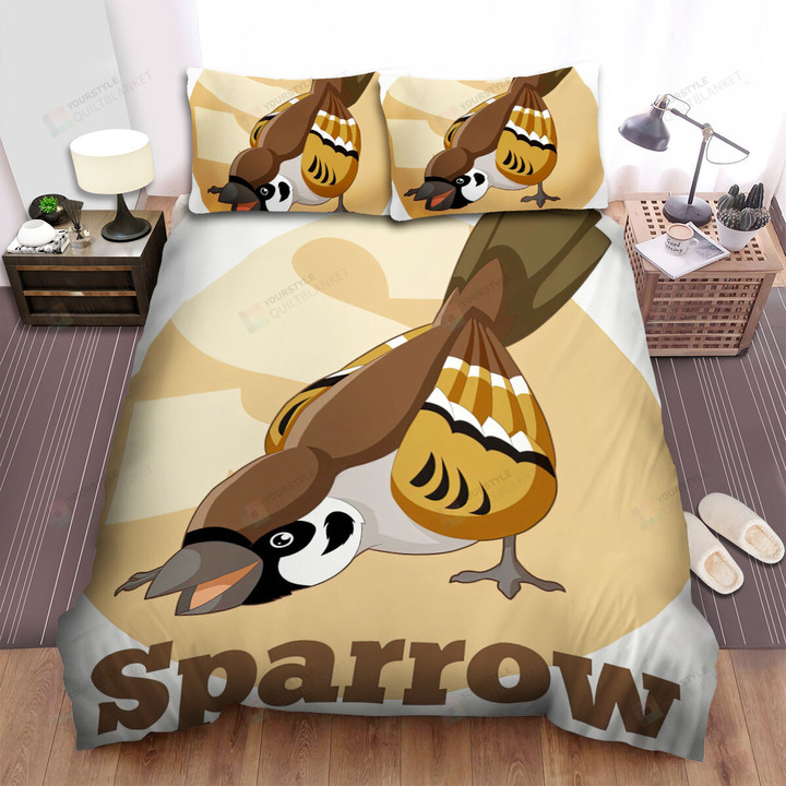 The Wild Animal - The Sparrow Bowing Illustration Bed Sheets Spread Duvet Cover Bedding Sets