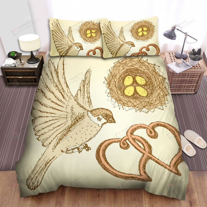 The Wild Animal - The Sparrow And The Love Symbol Bed Sheets Spread Duvet Cover Bedding Sets