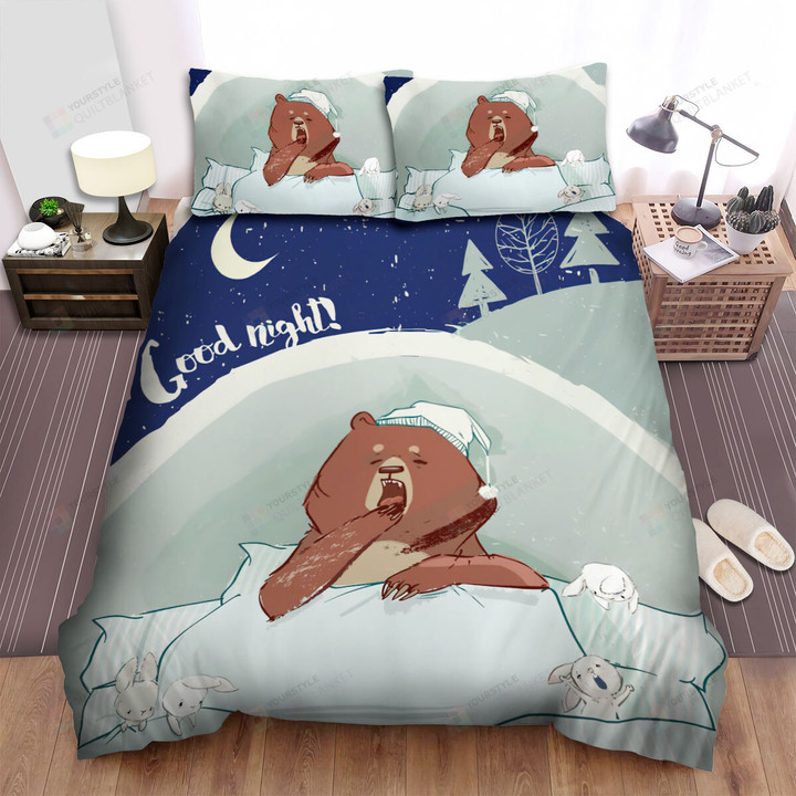 Good Night From The Grizzly Bear Bed Sheets Spread Duvet Cover Bedding Sets