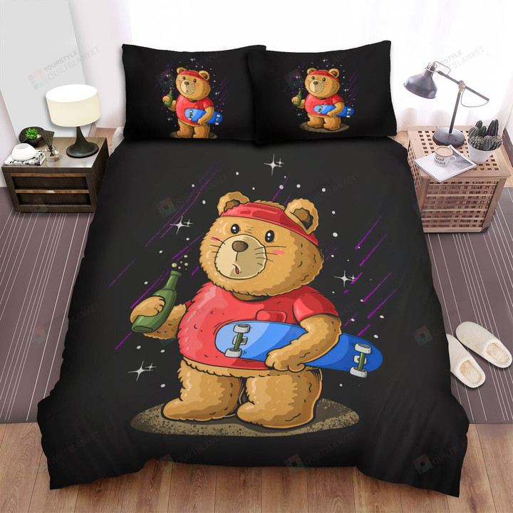 The Grizzly Bear Holding A Skateboard Bed Sheets Spread Duvet Cover Bedding Sets