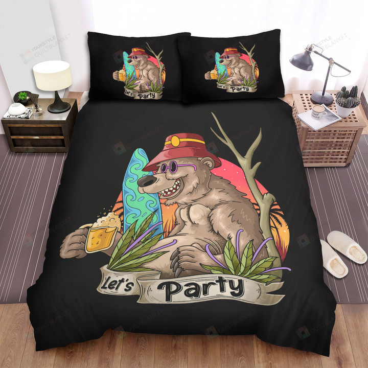 Let's Party From The Grizzly Bear Bed Sheets Spread Duvet Cover Bedding Sets