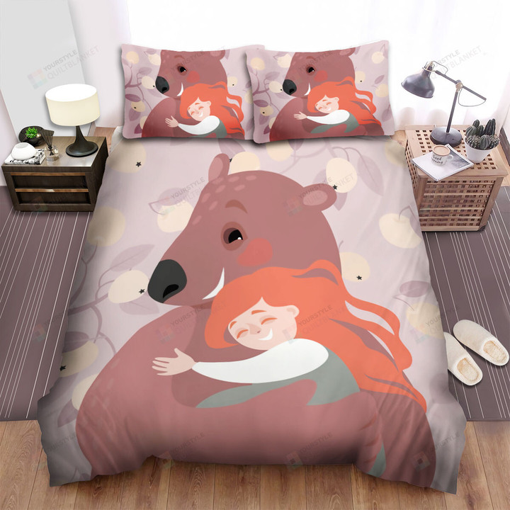 I Love You My Bear From Red Hairs Girl Bed Sheets Spread Duvet Cover Bedding Sets