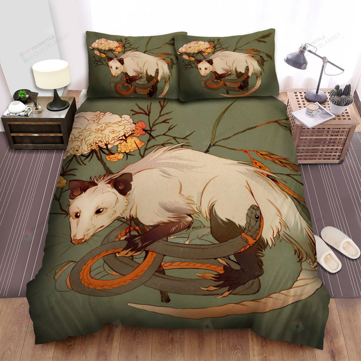 The Wild Animal - The Opossum And A Snake Bed Sheets Spread Duvet Cover Bedding Sets