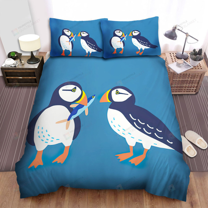 The Wild Animal - The Puffin Feeding Another Bed Sheets Spread Duvet Cover Bedding Sets