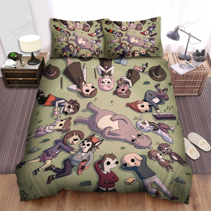 Summer Camp Island Characters Lying On Grass Bed Sheets Spread Duvet Cover Bedding Sets