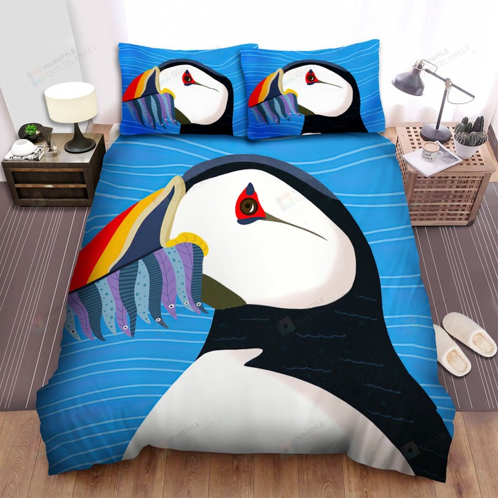 The Wild Animal - The Puffin Got Many Fishes Bed Sheets Spread Duvet Cover Bedding Sets