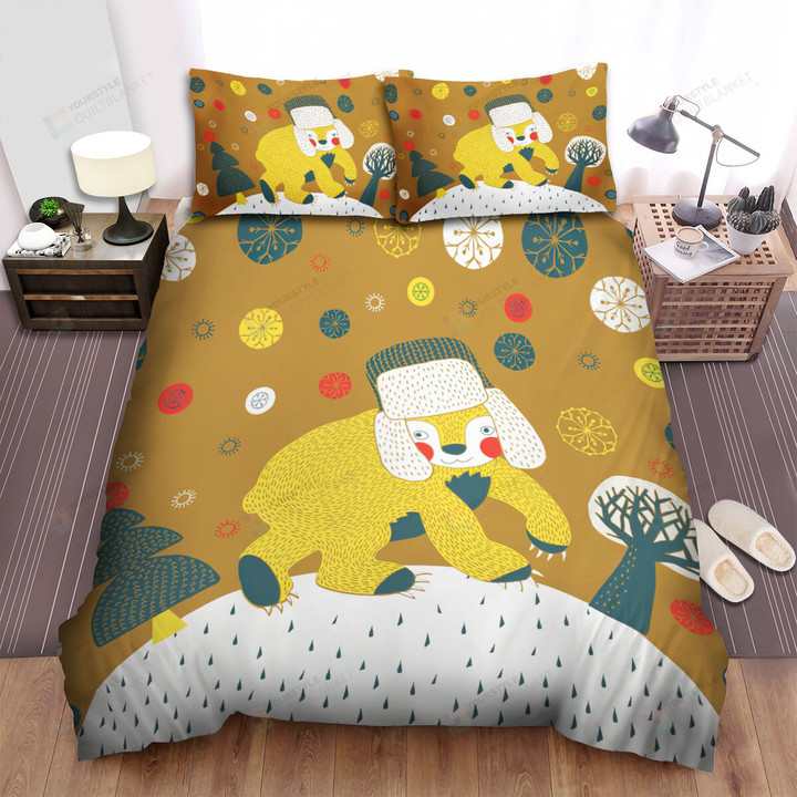 The Grizzly Bear Wearing A Warm Hat Bed Sheets Spread Duvet Cover Bedding Sets