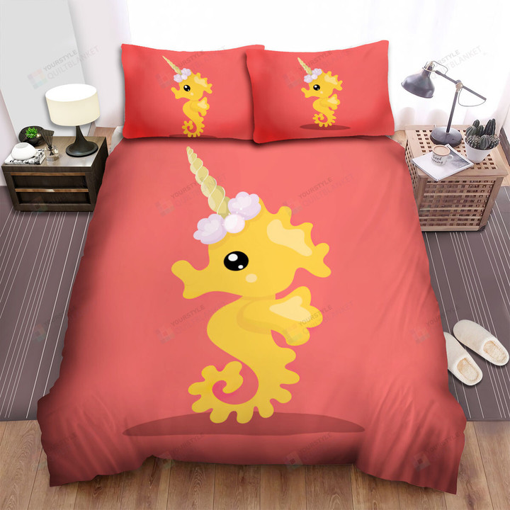 The Yellow Unicorn Seahorse Art Bed Sheets Spread Duvet Cover Bedding Sets