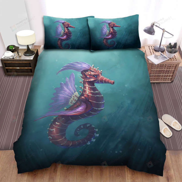 The Red Seahorse In The Ocean Bed Sheets Spread Duvet Cover Bedding Sets