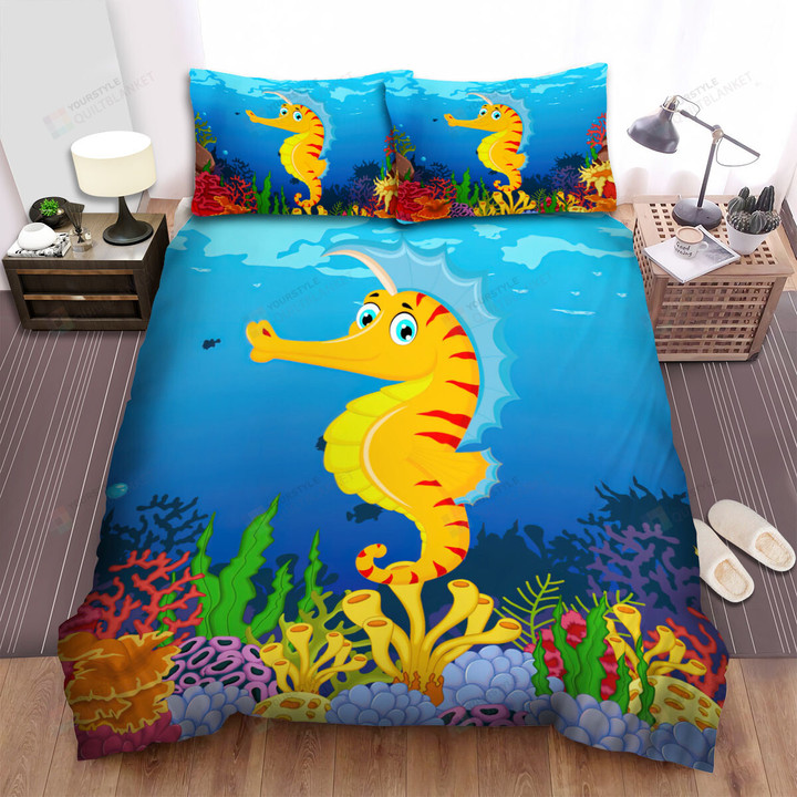 The Seahorse Smiling Art Bed Sheets Spread Duvet Cover Bedding Sets