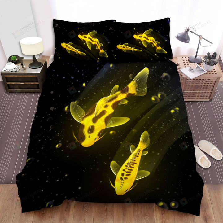 The Light Koi Fish Swimming Art Bed Sheets Spread Duvet Cover Bedding Sets