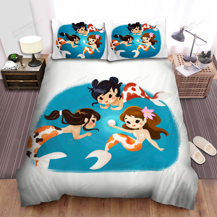 The Koi Fish Mermaids Reunite Bed Sheets Spread Duvet Cover Bedding Sets