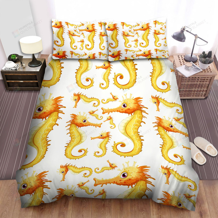 The Wildlife - The Yellow Seahorse Seamless Bed Sheets Spread Duvet Cover Bedding Sets